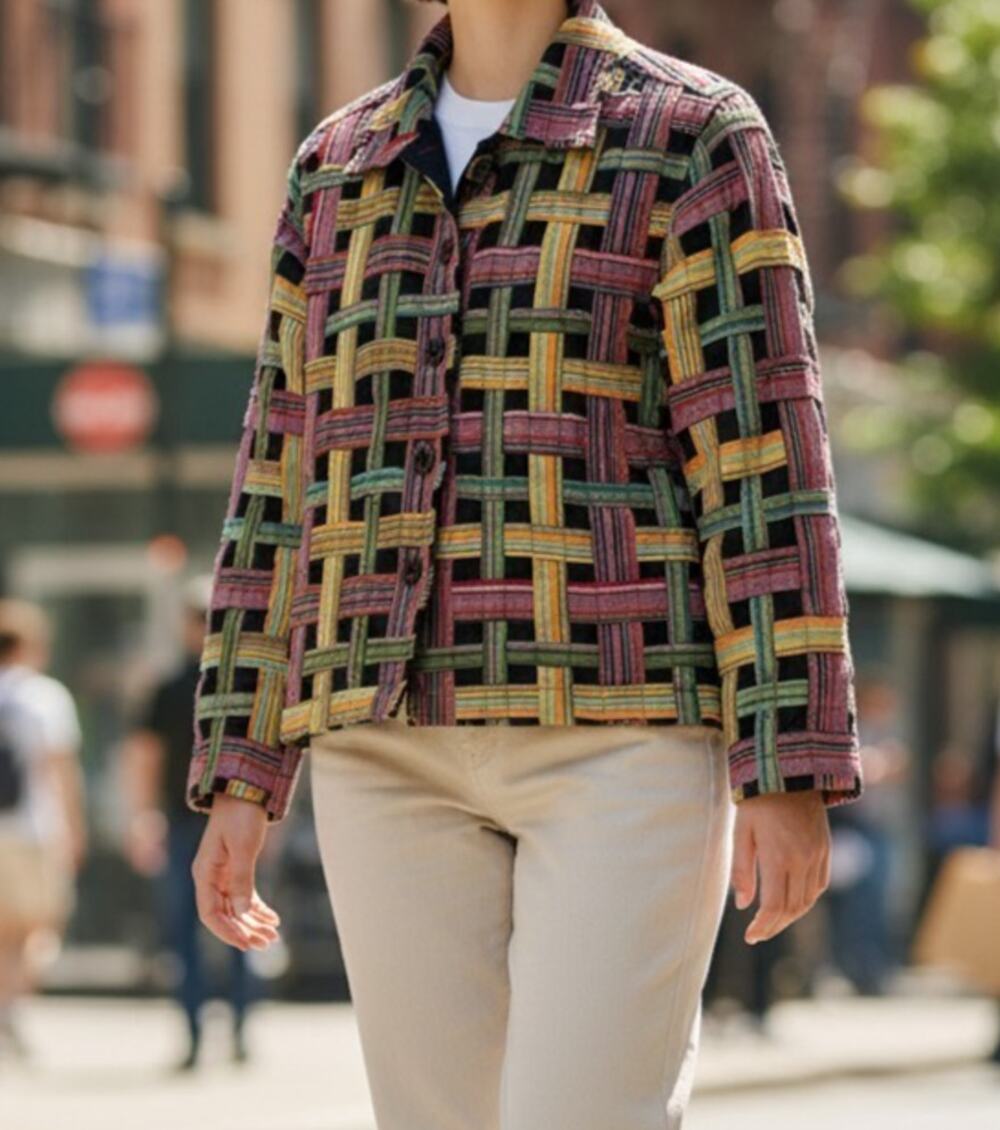 Vintage Lifestyle Button-Up Jacket Womens Petite Small Multicolor Collared Boho